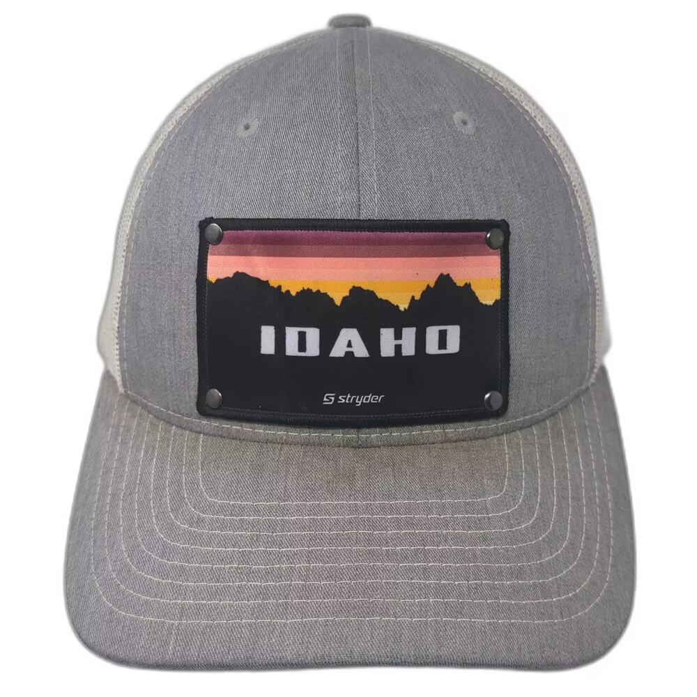 Richardson 112 Trucker Hat Gray White Os Snapback Idaho Mountain Patch Mesh